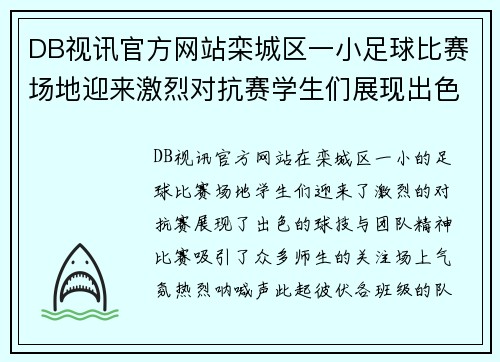 DB视讯官方网站栾城区一小足球比赛场地迎来激烈对抗赛学生们展现出色球技与团队精神